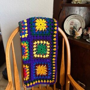 Mardi Gras colored crocheted afghan